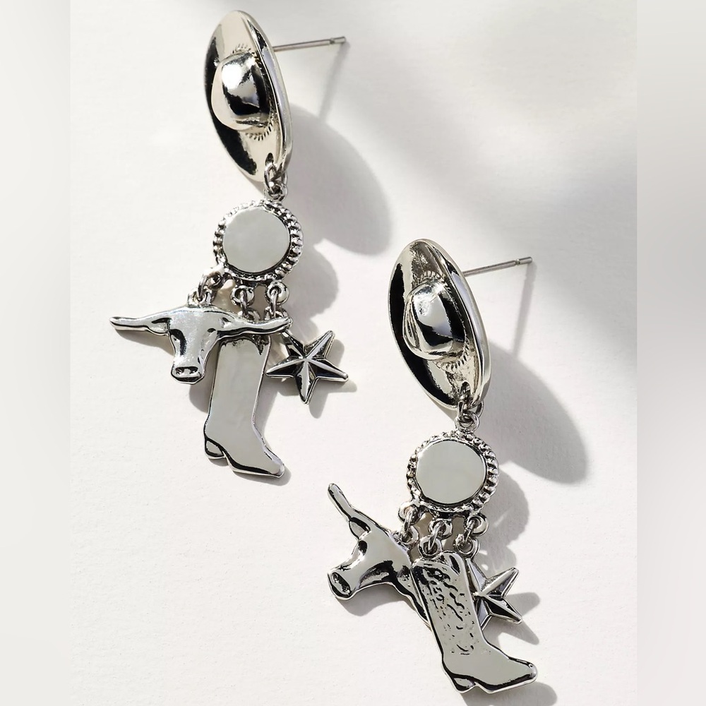 Anthropologie Western Icons Drop Earrings - NWT - Silver
